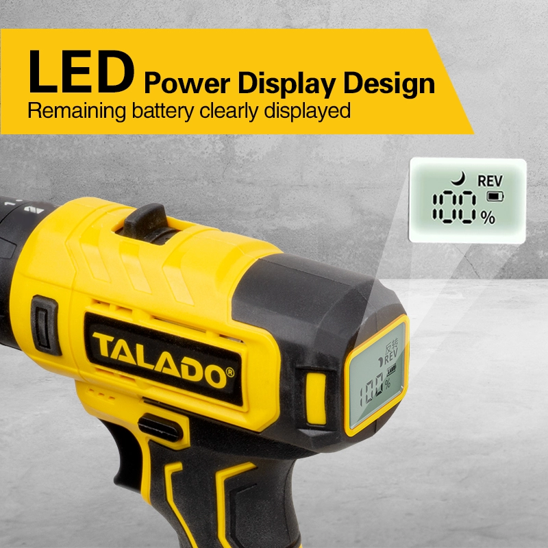 Furadeira sem fio de alto torque e velocidade dupla 12V com tela digital opcional para trabalhos de renova&ccedil;&atilde;o dom&eacute;stica DIY