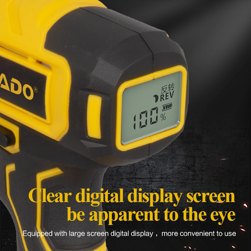 Furadeira sem fio de dupla velocidade de l&iacute;tio 21V com tela digital opcional para tarefas dom&eacute;sticas pesadas de renova&ccedil;&atilde;o DIY