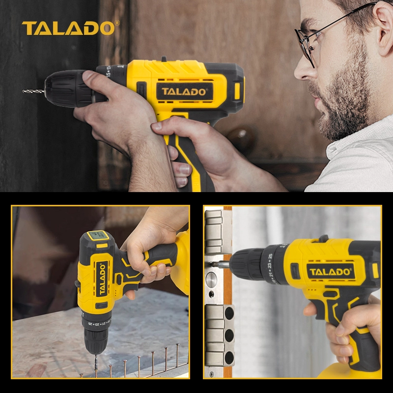 Furadeira sem fio de dupla velocidade de l&iacute;tio 21V com tela digital opcional para tarefas dom&eacute;sticas pesadas de renova&ccedil;&atilde;o DIY