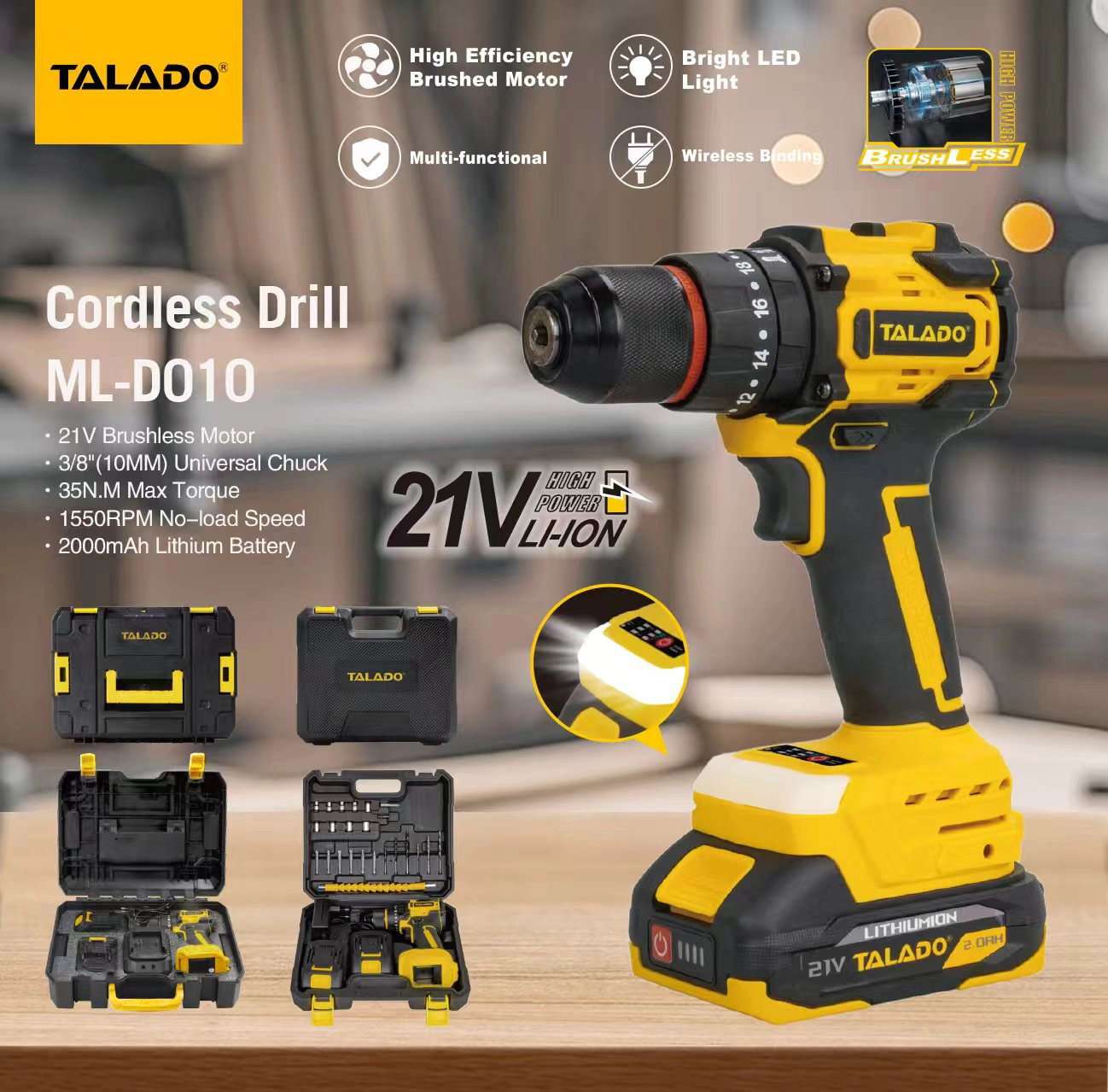 Furadeira sem fio, 21v, 35n.m, alto torque, bateria intercambi&aacute;vel, furadeira para reparo e renova&ccedil;&atilde;o di&aacute;rios