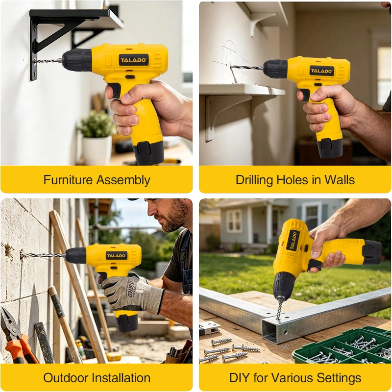 Furadeira sem fio recarreg&aacute;vel leve de 12V para projetos dom&eacute;sticos e de bricolage
